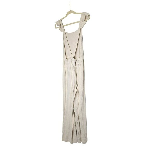 Hem & Thread NWT Beige Linen Viscose Jumpsuit With Ruffled‎ Adjustable Straps L - Picture 10 of 16